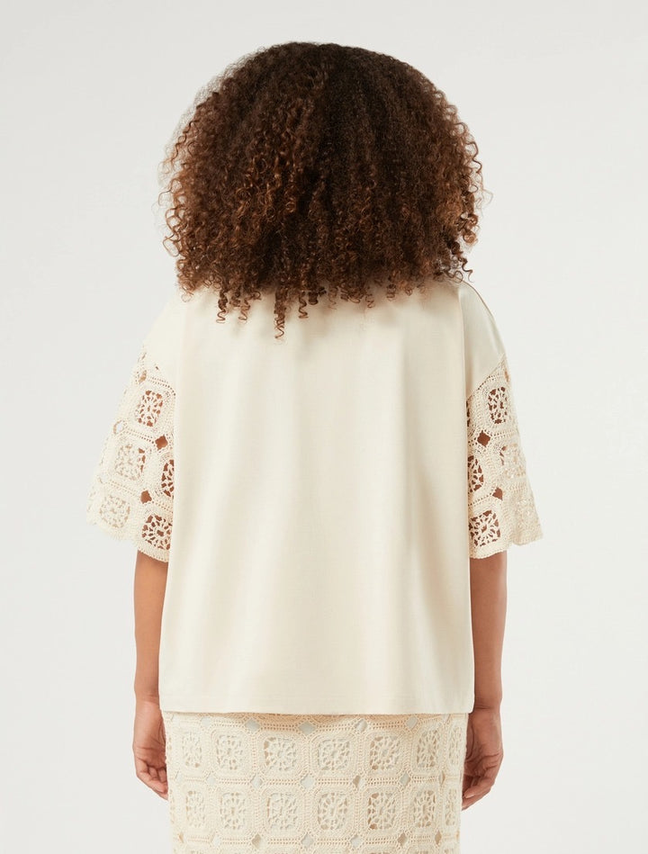 PERSONA - T-SHIRT IN JERSEY DI COTONE E CROCHET