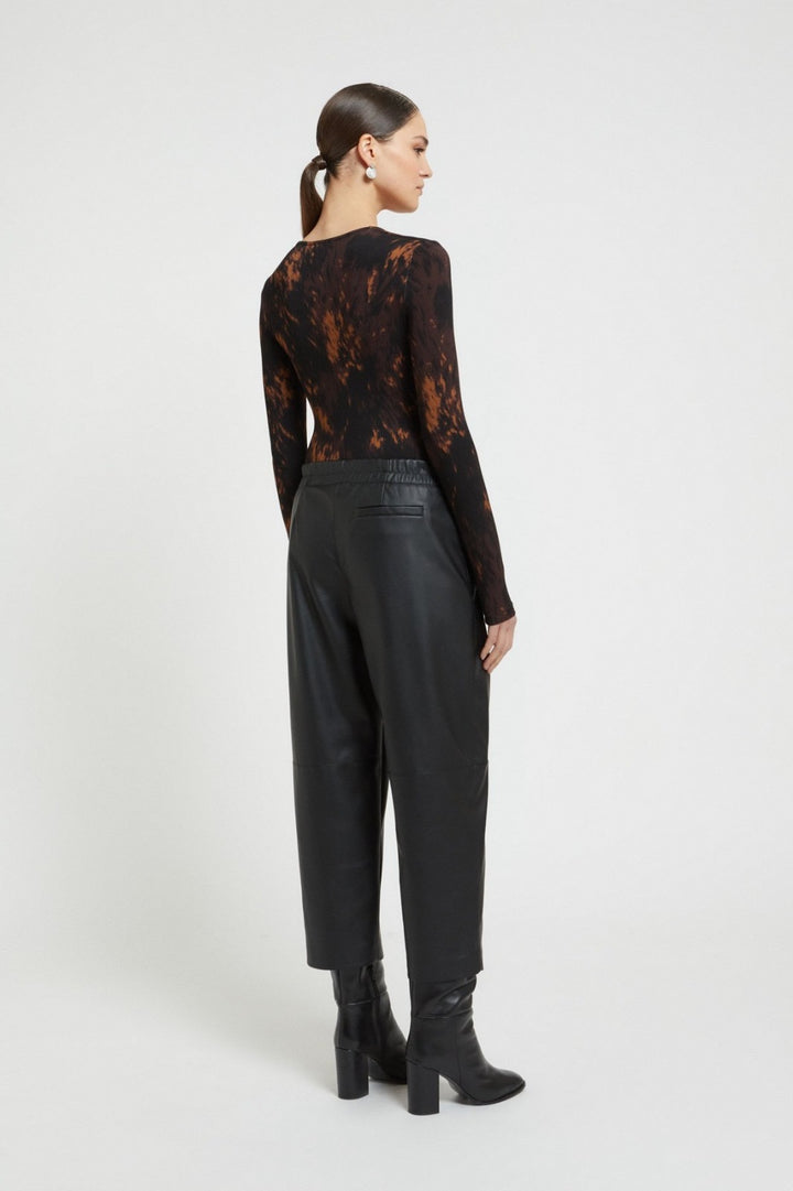 OTTO D’AME - PANTALONE BALLOON CON EFFETTO CAMOSCIO CON SPALMATURA GOMMATA