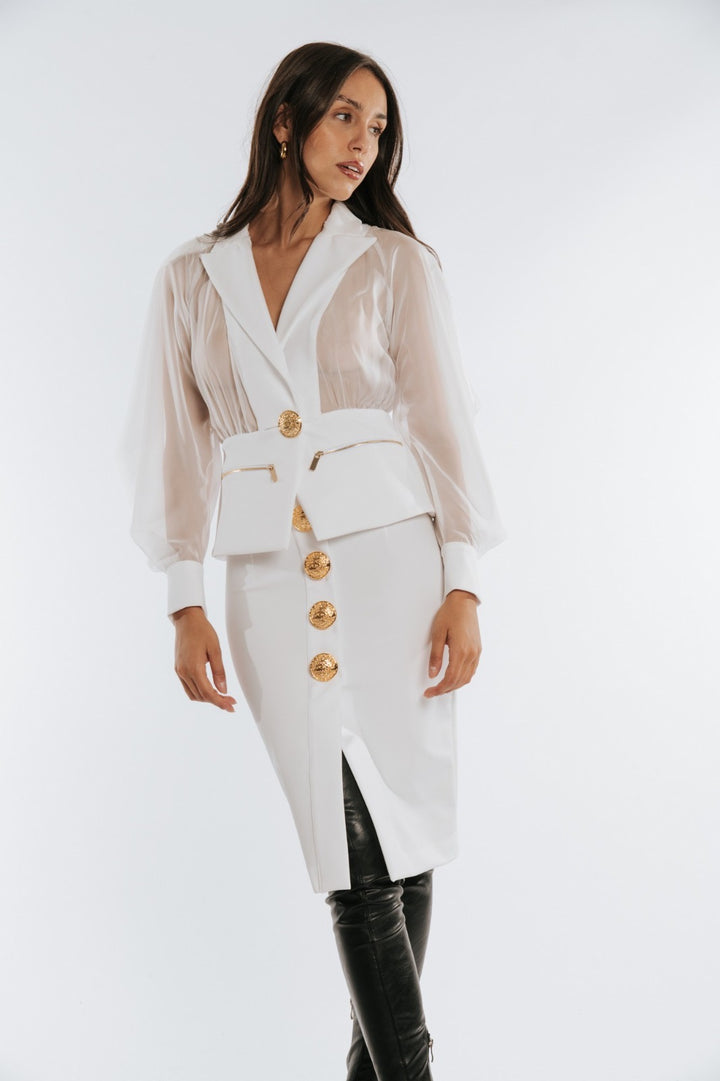 BABYLON - GIACCA SEMI-TRASPARENTE CON ZIP E BOTTONI METALLICI DORATI