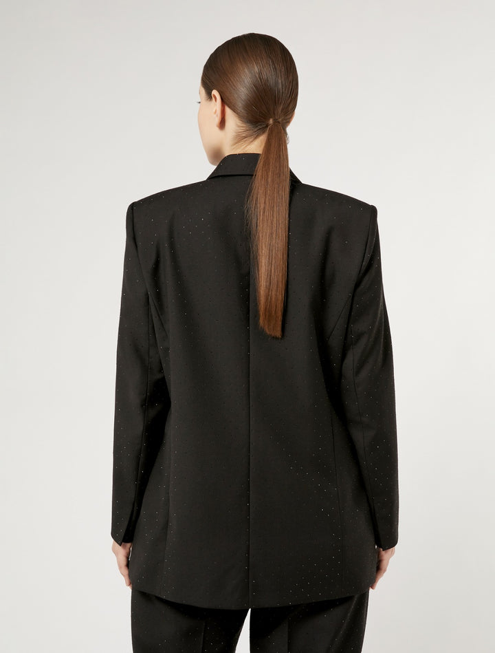 MARINA RINALDI - BLAZER IN LEVANTINA IMPREZIOSITA DA APPLICAZIONI DI STRASS ALL OVER