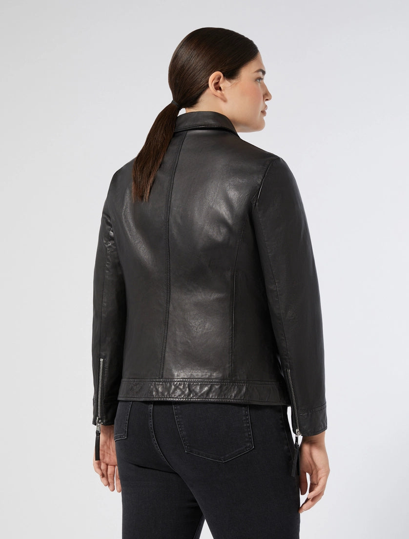 GIACCA BIKER IN PELLE - NERO