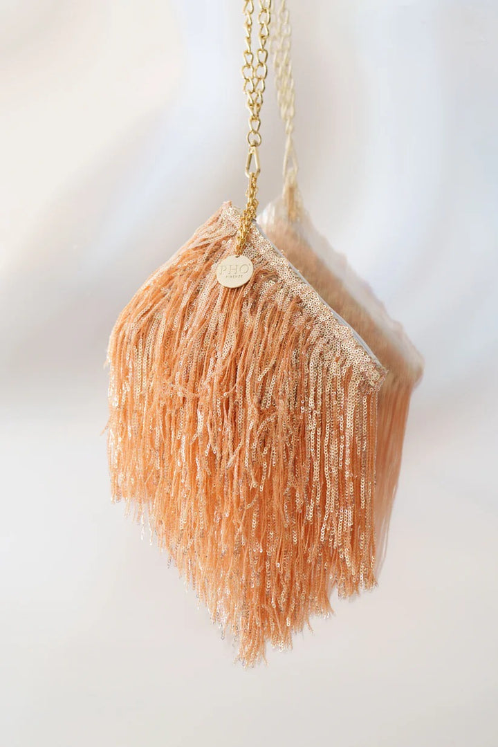 Pochette PHO Firenze con frange e paillettes