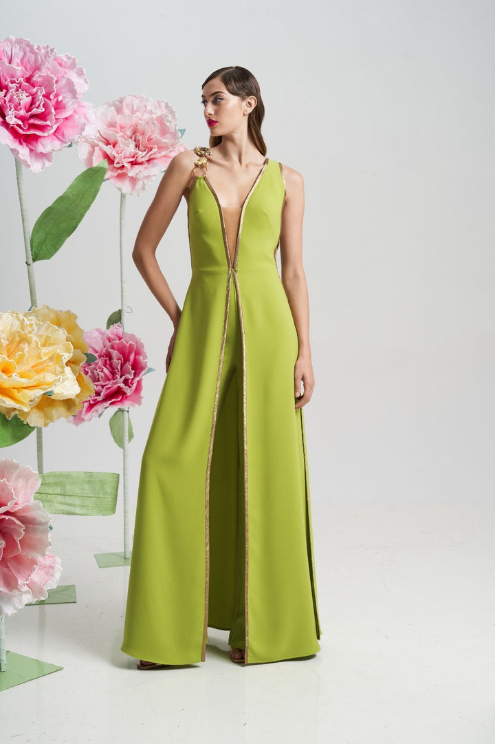 MISCHALIS - TUTA ELEGANTE CON SCOLLO PROFONDO E DETTAGLI GIOIELLO