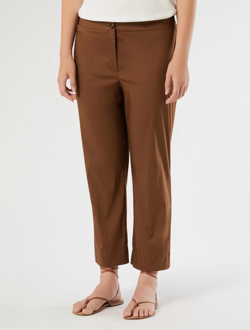 PERSONA - PANTALONI SLIM FIT IN COTONE E NYLON - MARRONE