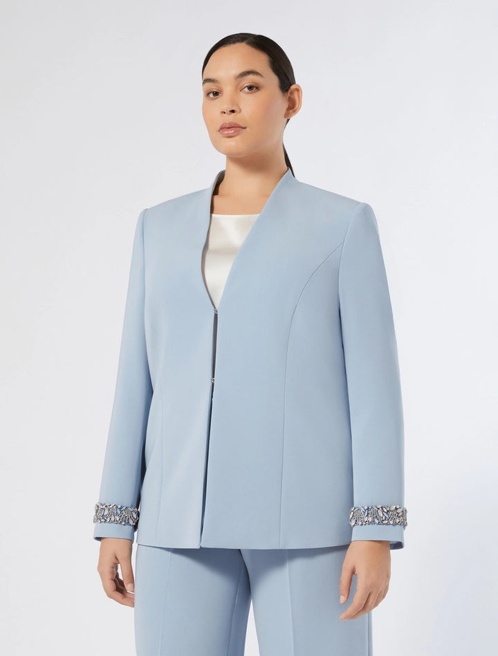 MARINA RINALDI - GIACCA IN CADY CON RICAMO - AZZURRO