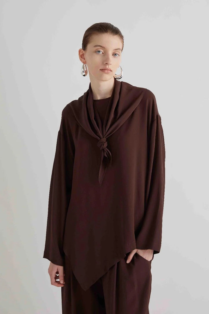MEIMEI J - BLUSA OVERSIZE CON SCIARPA