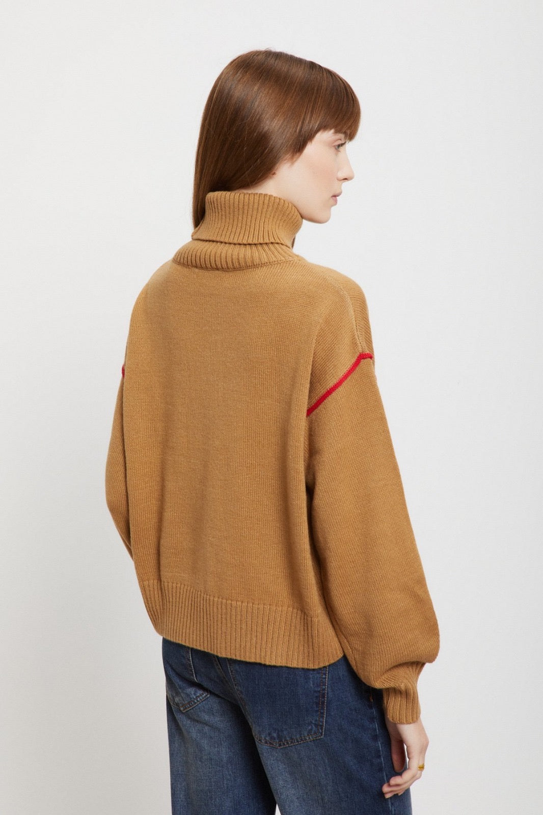 OTTO D’AME - MAGLIONE IN MISTO LANA CON COLLO ALTO E DETTAGLI A CONTRASTO