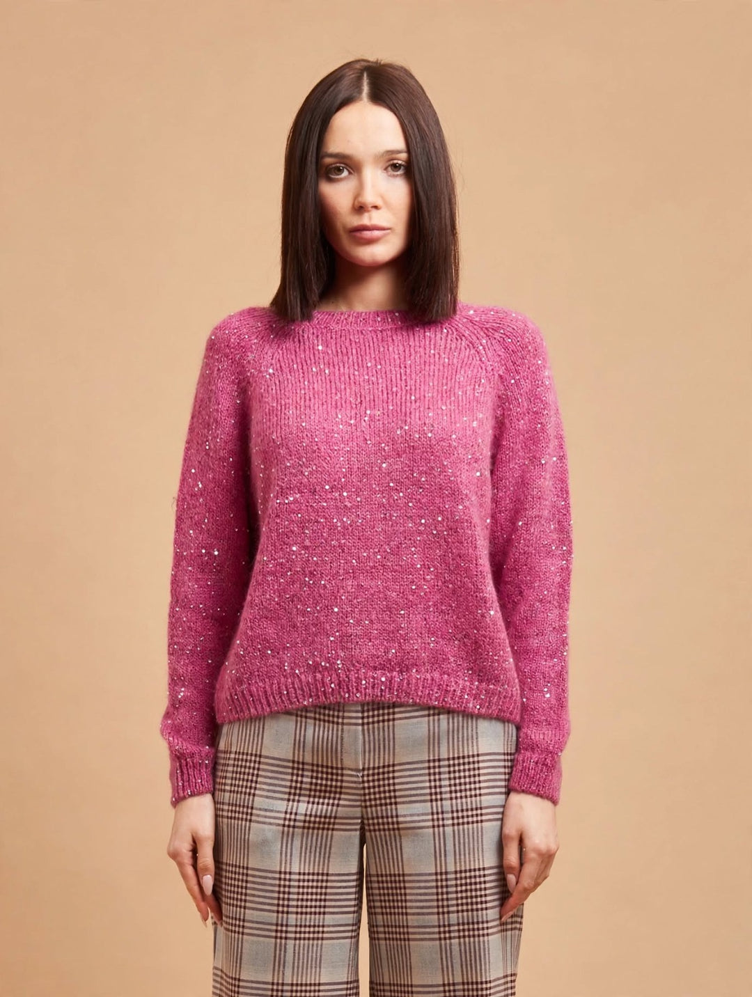TEN - MAGLIONE IN MAGLIA MOHAIR CON MICRO-PAILLETTES