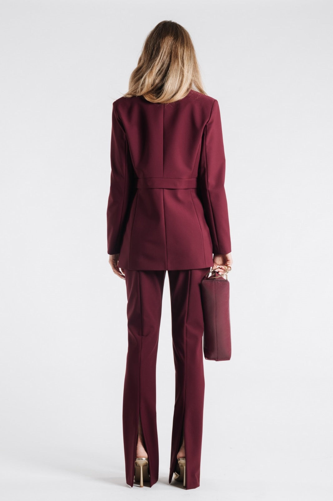 BABYLON - PANTALONI SVASATI CON CINTURA E BOTTONI METALLICI DORATI