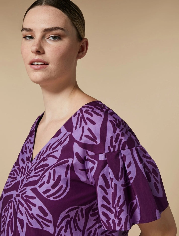MARINA SPORT - CAMICIA IN POPELINE DI COTONE FRESCO E CONFORTEVOLE CON STAMPA FOGLIE