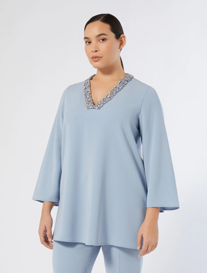 MARINA RINALDI - CASACCA IN CADY CON STRASS - AZZURRO