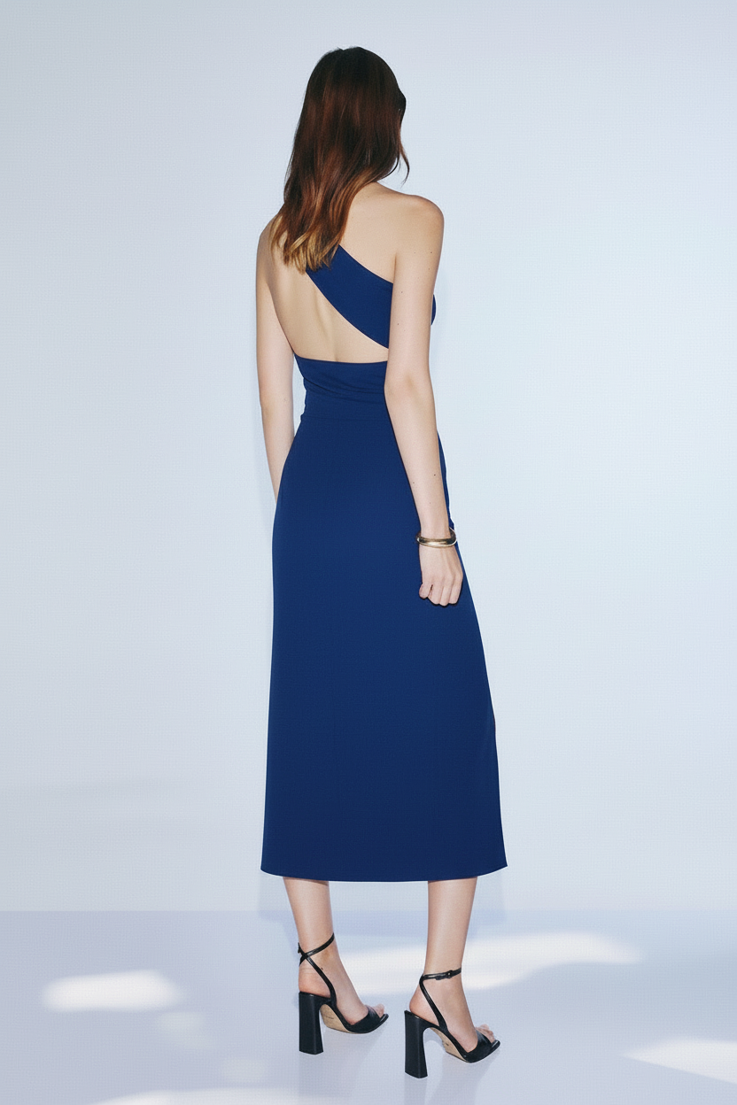 TWINS - ABITO MIDI CON DESIGN MONOSPALLA, CHE METTE IN RISALTO UNA SPALLA SCOPERTA