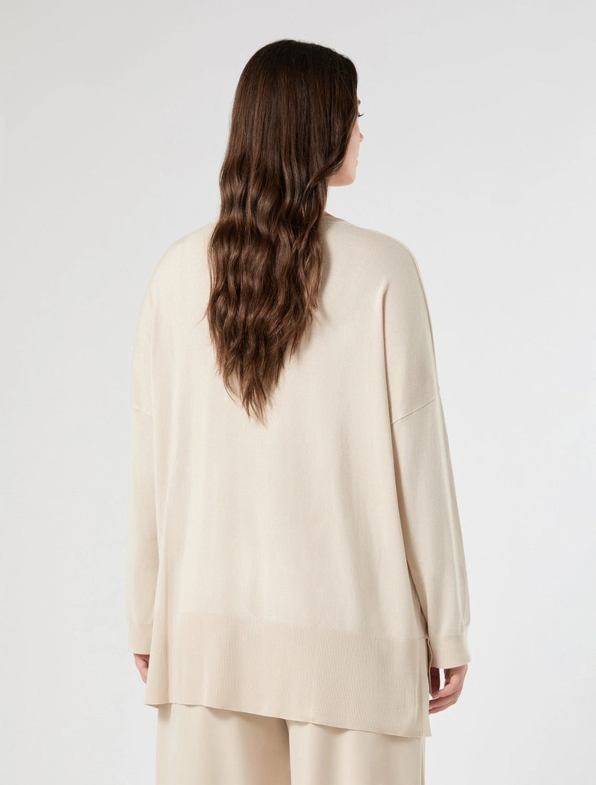 PERSONA - MAGLIA OVER IN MISTO VISCOSA STRETCH, CON SPACCHI AI FIANCHI