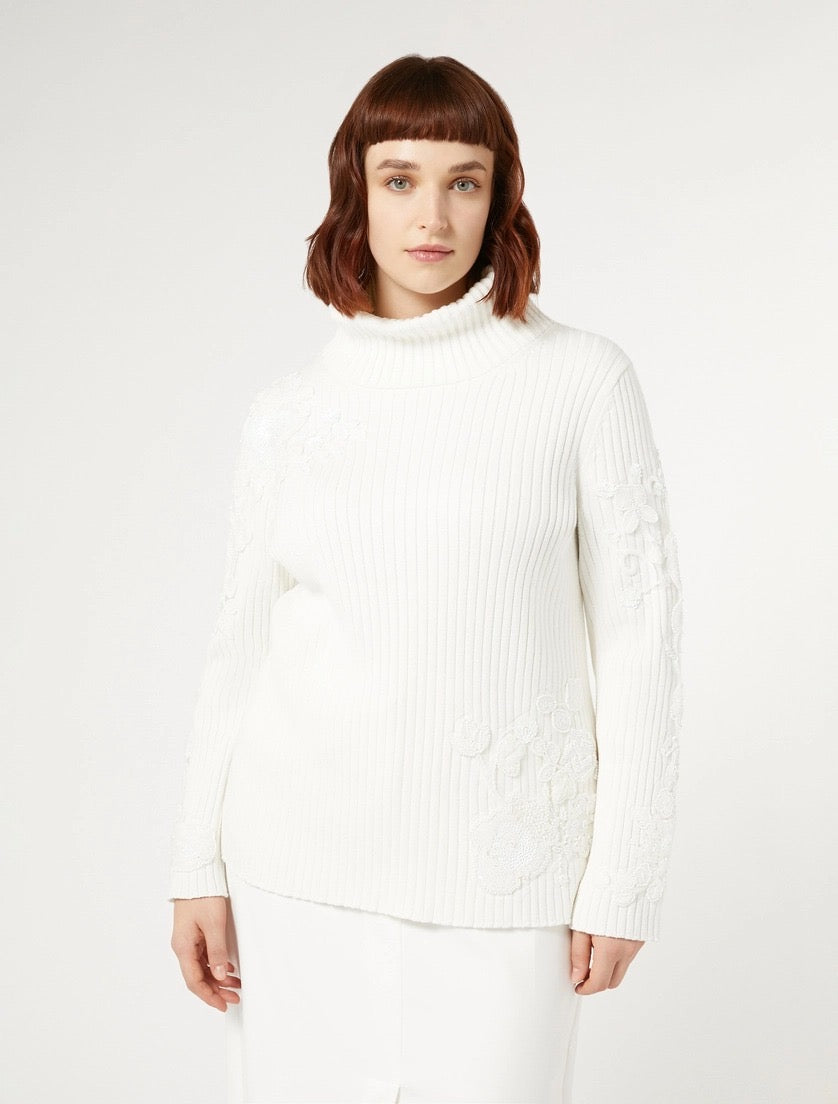 MARINA RINALDI - MAGLIA IN COTONE CON RICAMI