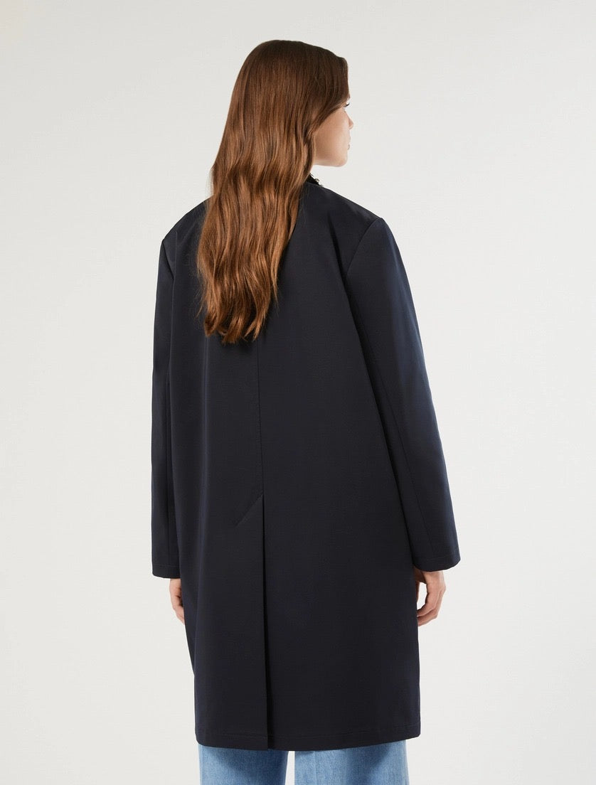 PERSONA - IMPERMEABILE IN GABARDINA ANTIGOCCIA CON RICAMO - BLU NOTTE