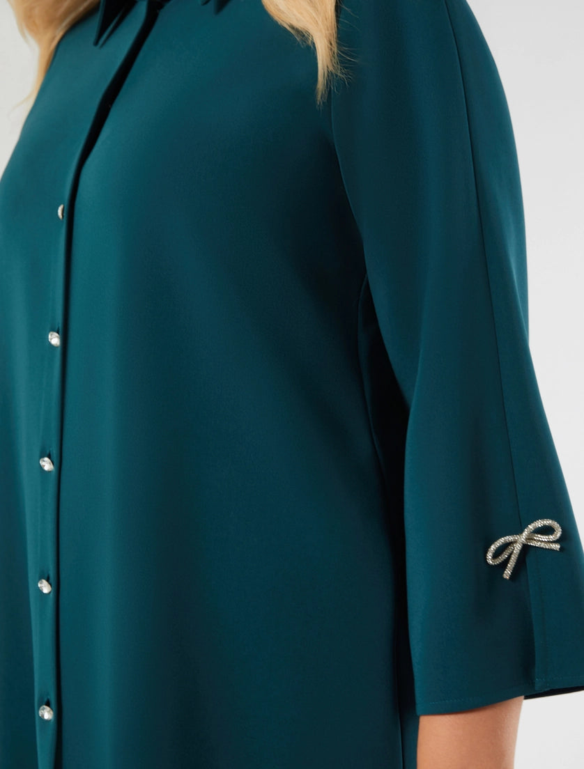 MARINA RINALDI - CASACCA IN CADY CON STRASS - VERDE SMERALDO