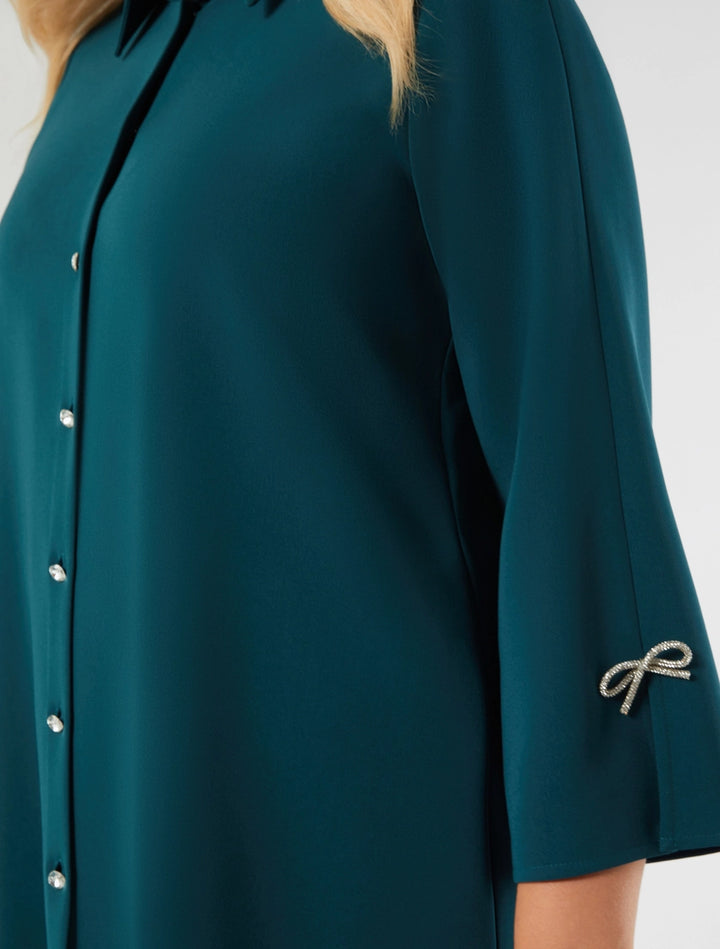 MARINA RINALDI - CASACCA IN CADY CON STRASS - VERDE SMERALDO