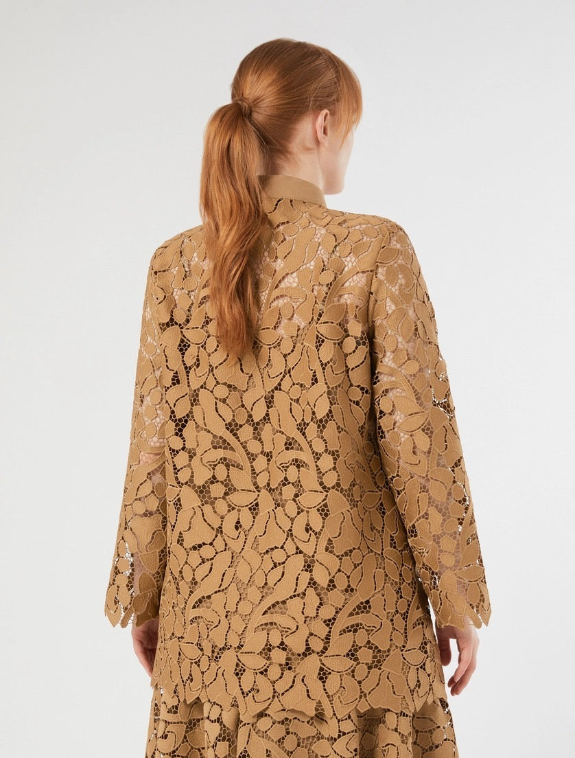 MARINA RINALDI - CASACCA IN PIZZO MACRAMÈ - CAMMELLO