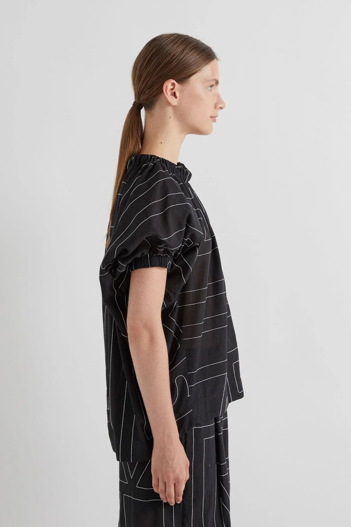 MEIMEI J - BLUSA CON RICAMO LOGO ALL OVER