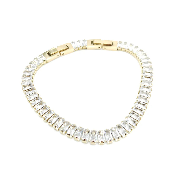 Bracciale di zirconi crystal con rodiatura color oro o blu
