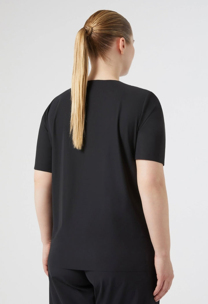 PERSONA - JERSEY CON RICAMO LINEA DRITTA SCOLLO TONDO MANICHE CORTE