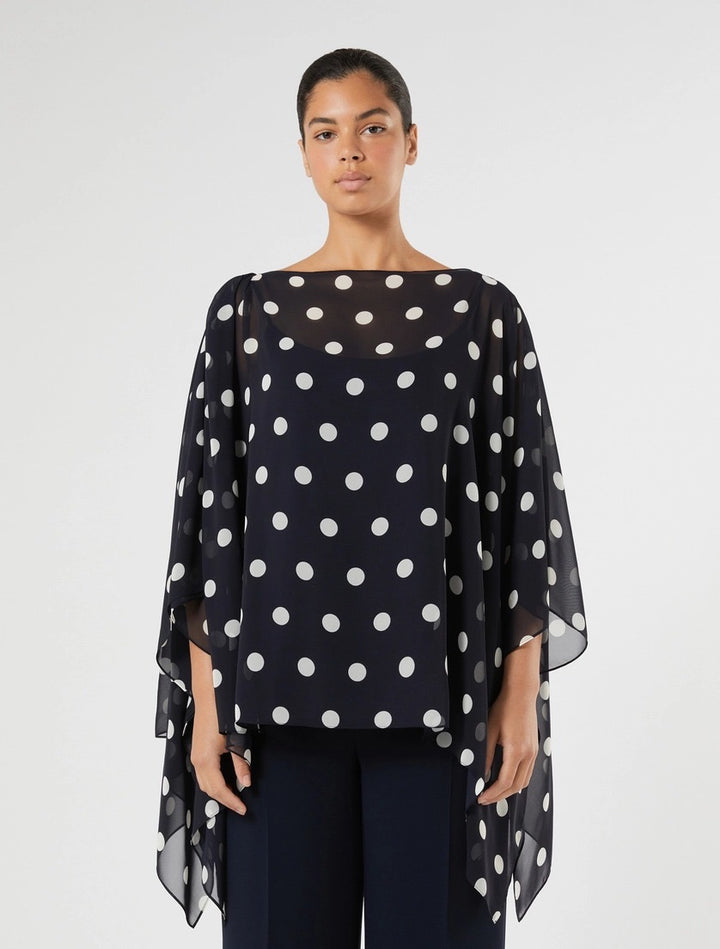 MARINA RINALDI - CASACCA IN GEORGETTE A POIS - BLU MARINO