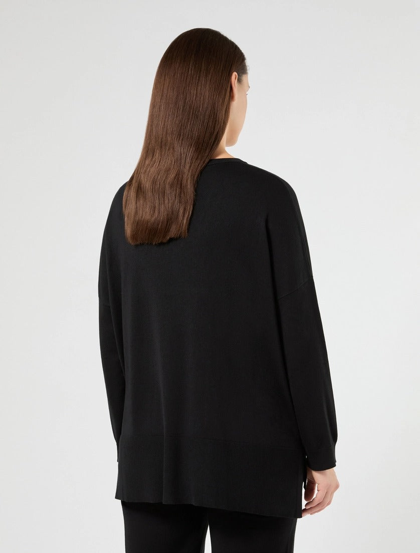 PERSONA - MAGLIA OVER IN MISTO VISCOSA STRETCH, CON SPACCHI AI FIANCHI