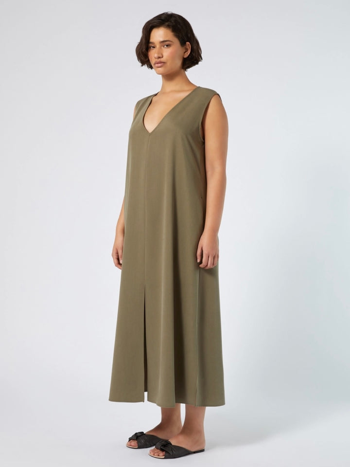 PERSONA - ABITO LUNGO IN TENCEL, CON TASCHE AI FIANCHI E LINEA SVASATA