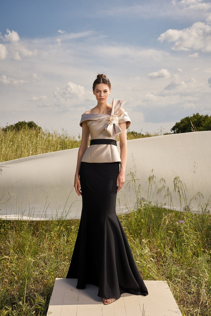 MY ANGELS - COMPLETO ELEGANTE BICOLOR CON FIOCCO GIOIELLO