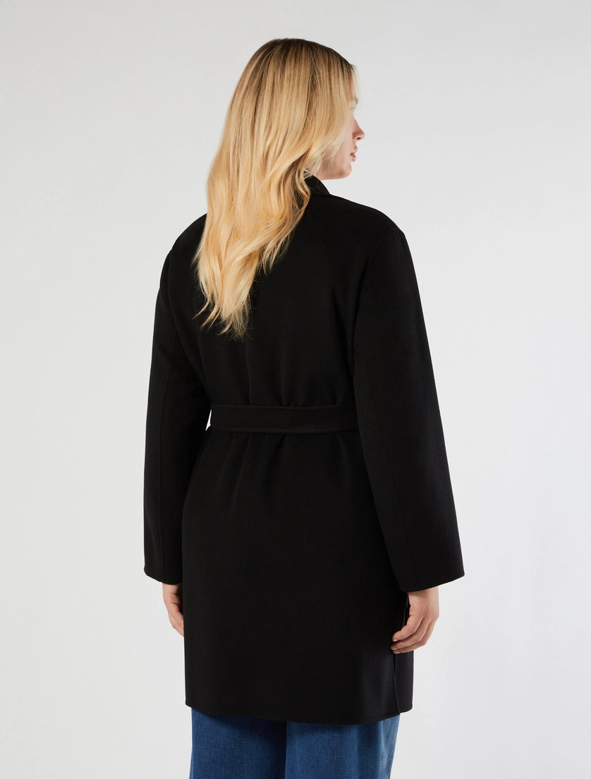 CAPPOTTO IN DOUBLE DI MISTO LANA - NERO