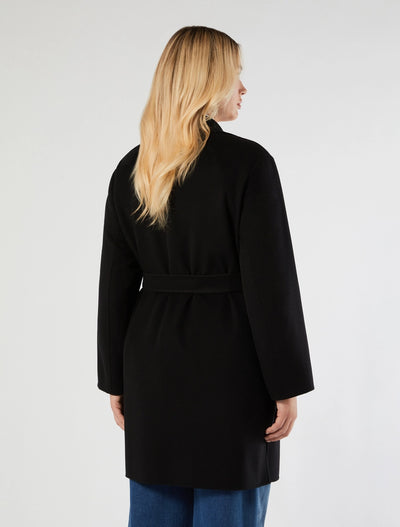 CAPPOTTO IN DOUBLE DI MISTO LANA - NERO