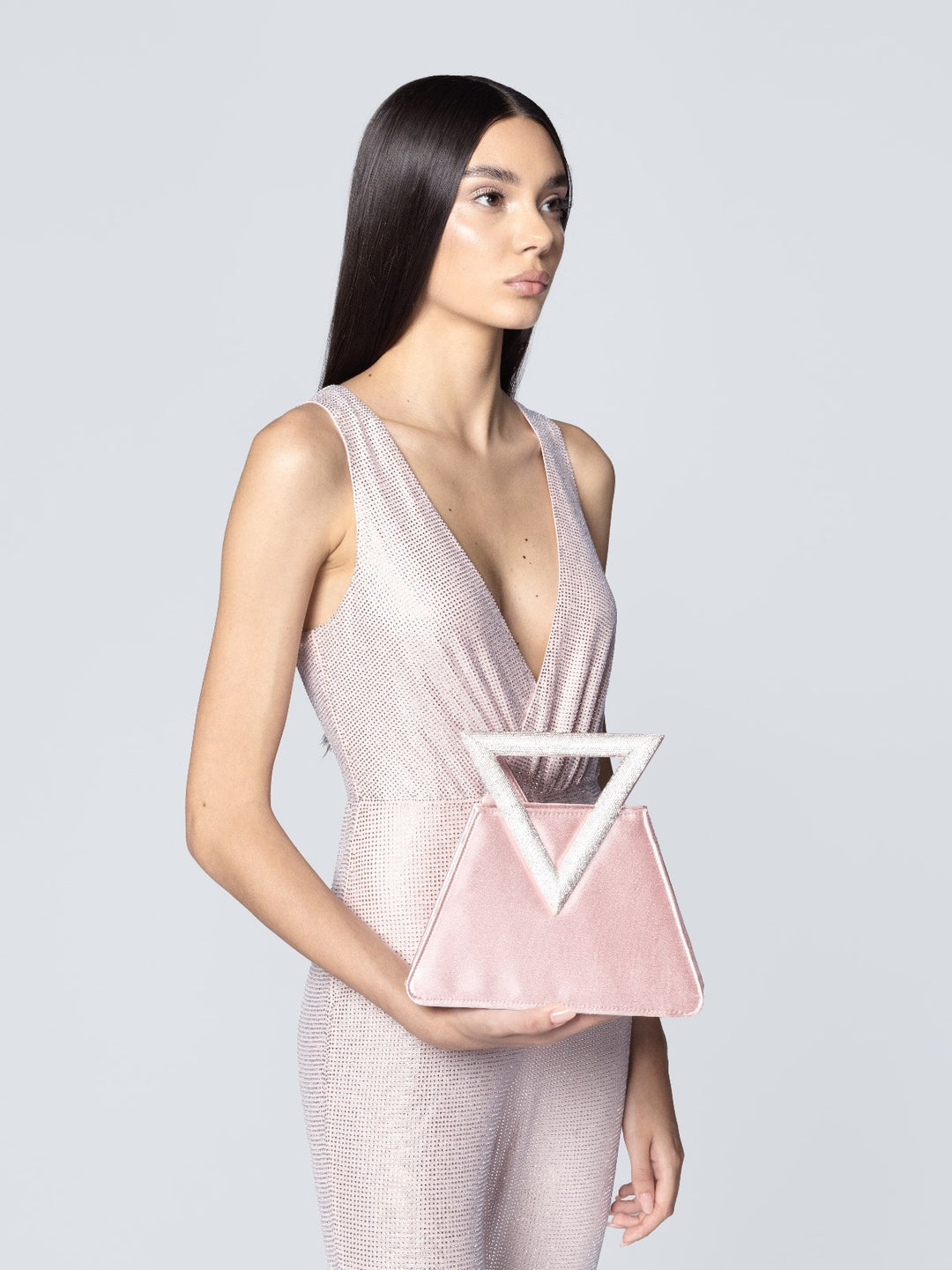 TWENTYFOURHAITCH - TUTA JUMPSUIT APOLLO CIPRIA IN TULLE E TESSUTO ELASTICO RICOPERTO DI STRASS, LINEA ADERENTE