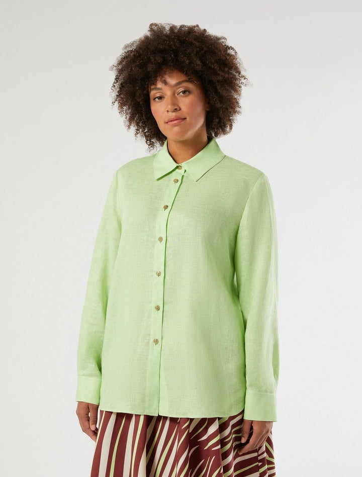 PERSONA - CAMICIA IN LINO - VERDE ACIDO