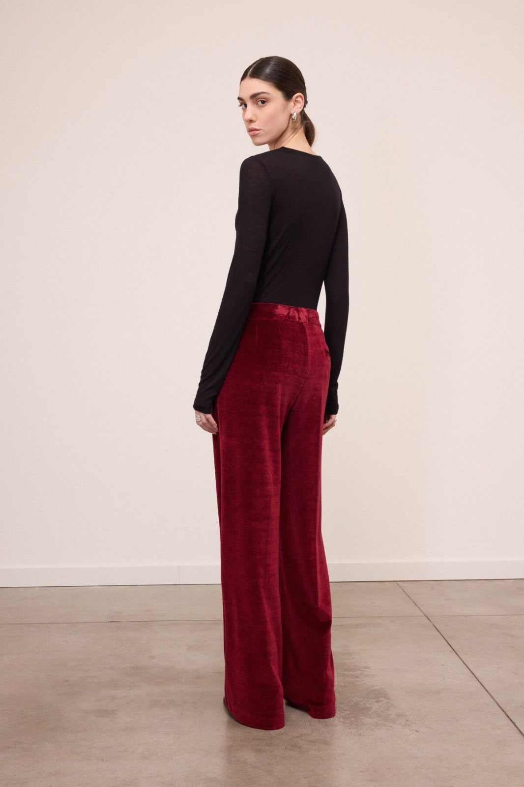 OTTO D’AME - PANTALONI PALAZZO IN VELLUTO