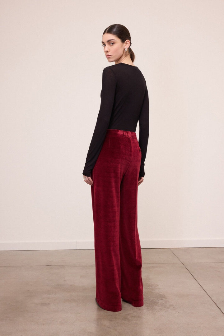 OTTO D’AME - PANTALONI PALAZZO IN VELLUTO