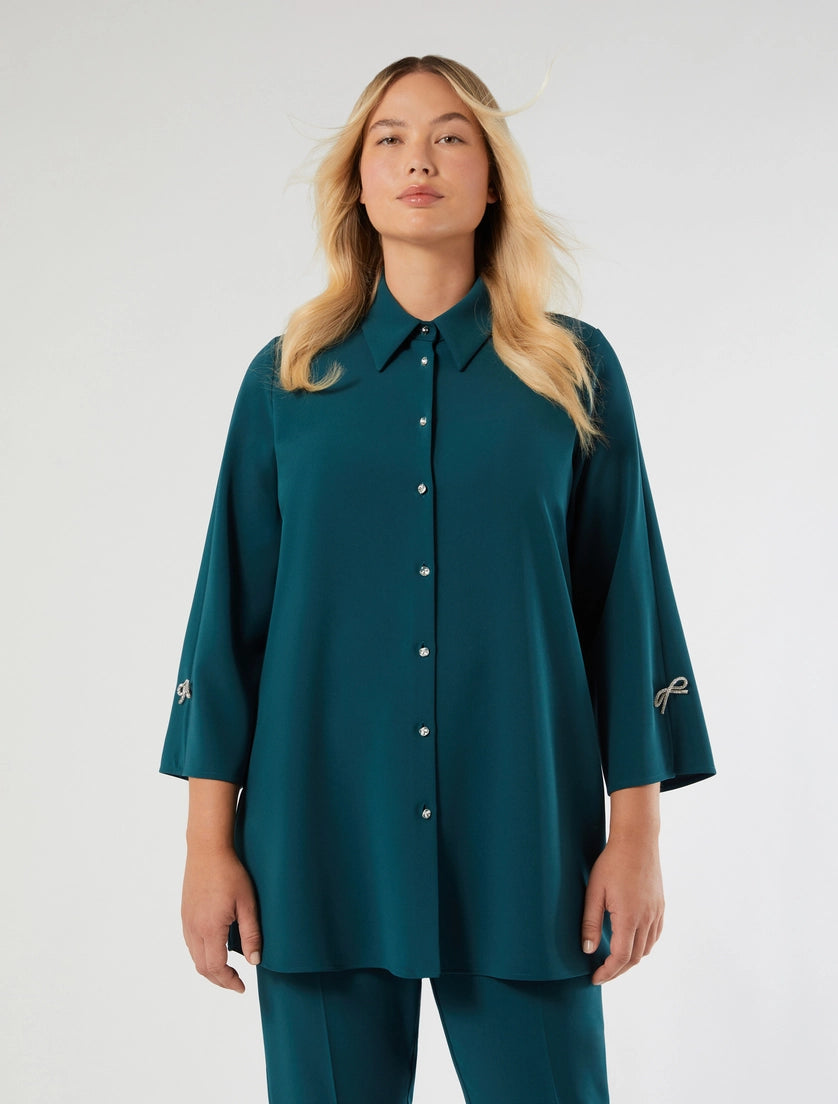 MARINA RINALDI - CASACCA IN CADY CON STRASS - VERDE SMERALDO