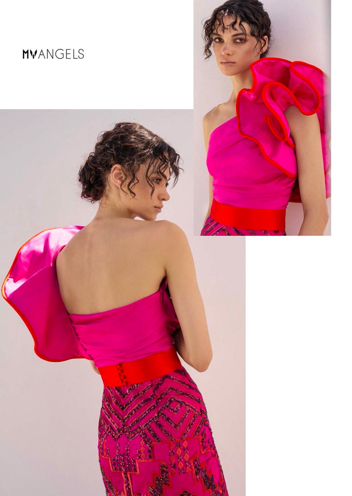MY ANGELS - ABITO LUNGO CARATTERIZZATO DA UN DESIGN MONOSPALLA CON ROUCHE CHE AGGIUNGE UN TOCCO DI FEMMINILITÀ