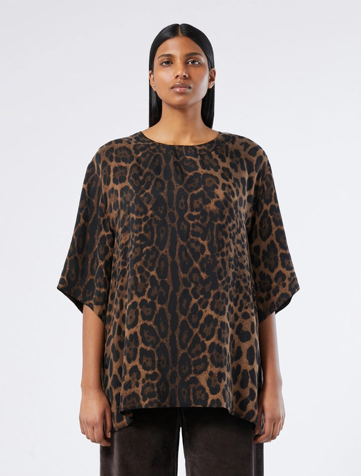 MARINA SPORT - BLUSA IN TWILL DI PURO CUPRO, DALLA LINEA LEGGERMENTE SVASATA