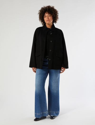 GIACCONE IN DOUBLE DI MISTO LANA - NERO