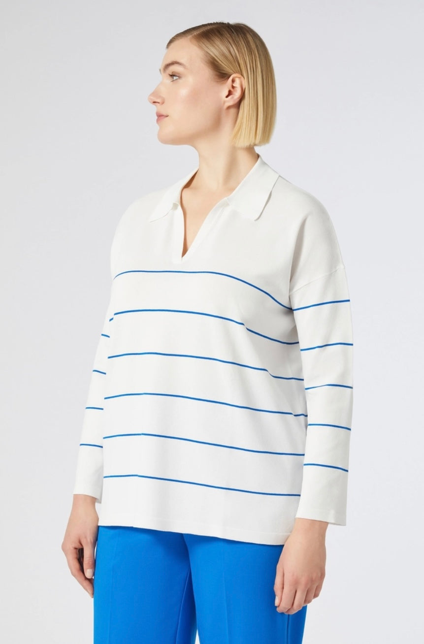 PERSONA - VISCOSA STRETCH LINEA DRITTA COLLO A POLO CON COLLETTO MANICHE LUNGHE DETTAGLI IN PUNTO LINKS