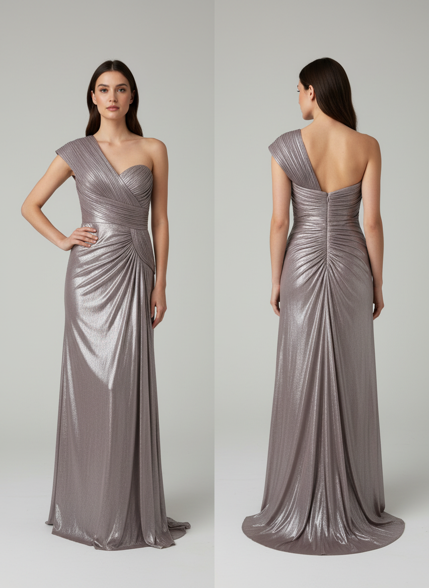 VIVIEN LUXURY - ABITO LUNGO DA SERA DRAPPEGGIATO MONOSPALLA