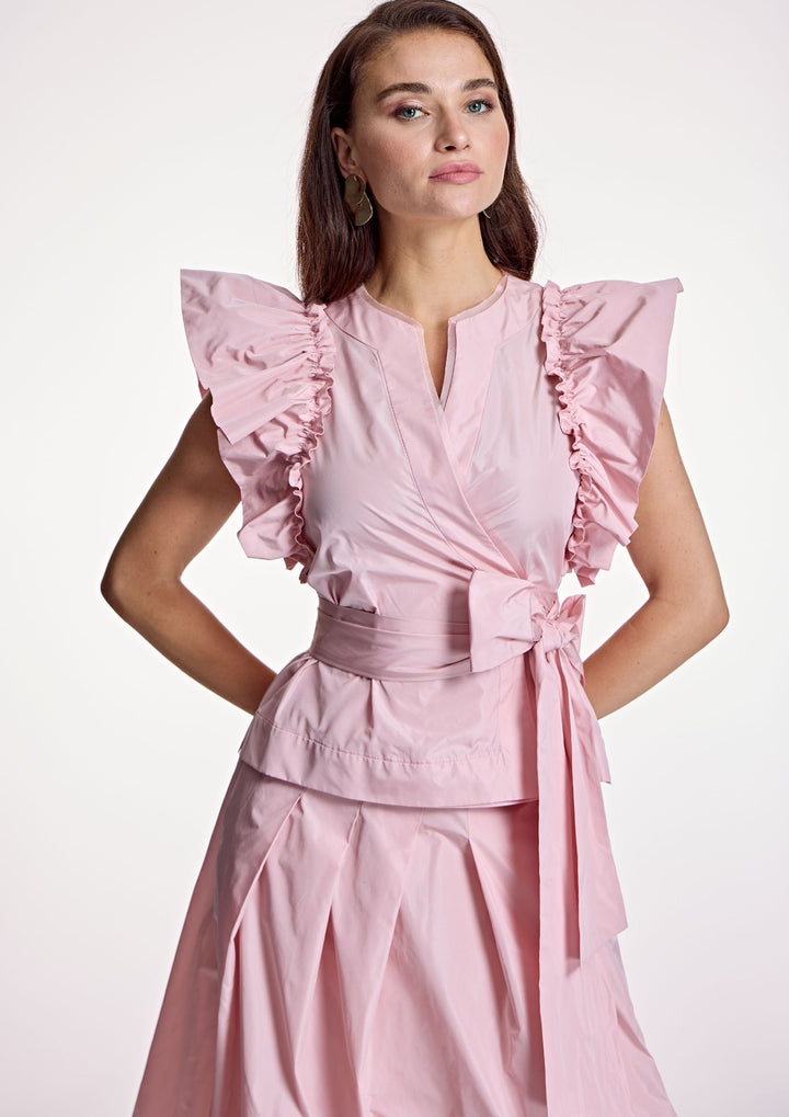ALBA CONDE - BLUSA IN TESSUTO TAFFETÀ CON STRUTTURA AD INCROCIO