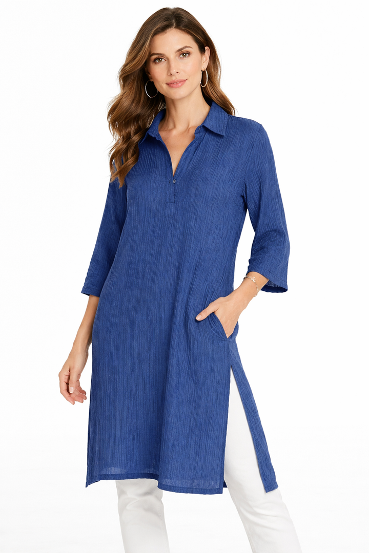 CAFTANO BLU IN TESSUTO LEGGERO