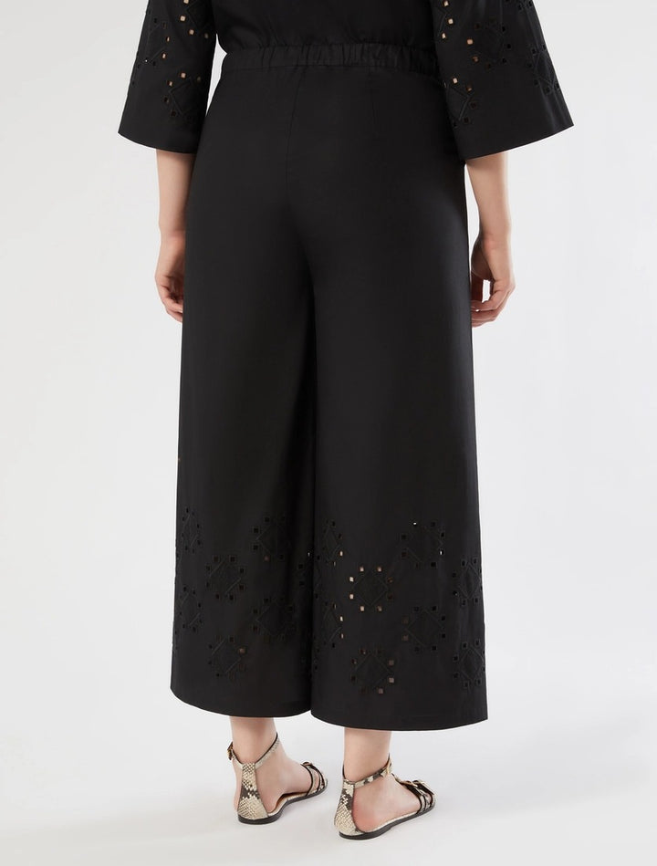 VOYAGE - PANTALONI IN POPELINE CON RICAMO - NERO