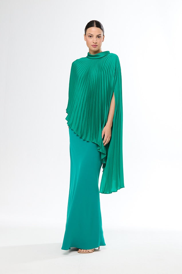 CARLA RUIZ - COMPLETO 3 PEZZI : TOP , MANTELLA PLISSETTATA E GONNA LISCIA