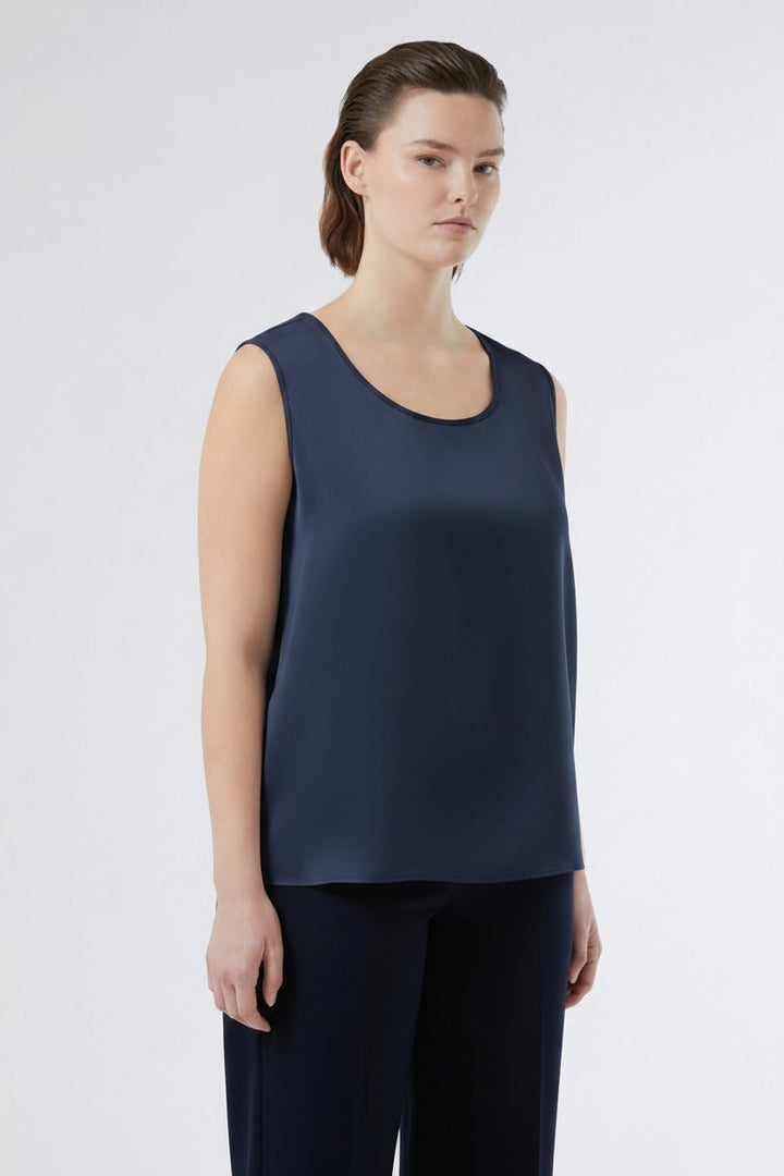 PERSONA - BLUSA GIROMANICA IN SATIN, DALLA LINEA DRITTA
