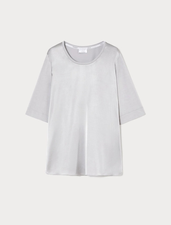 MARINA RINALDI - BLUSA MEZZA MANICA, CON DAVANTI IN RASO DI SETA