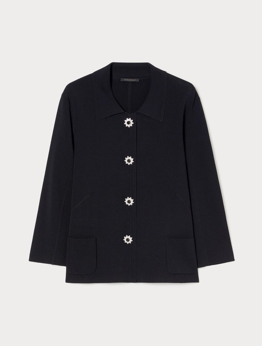 MARINA RINALDI - CARDIGAN MODELLO CAMICIA CON BOTTONI GIOIELLO CHE AGGIUNGONO UN TOCCO DI LUSSO E RAFFINATEZZA E CATTURANO LA LUCE