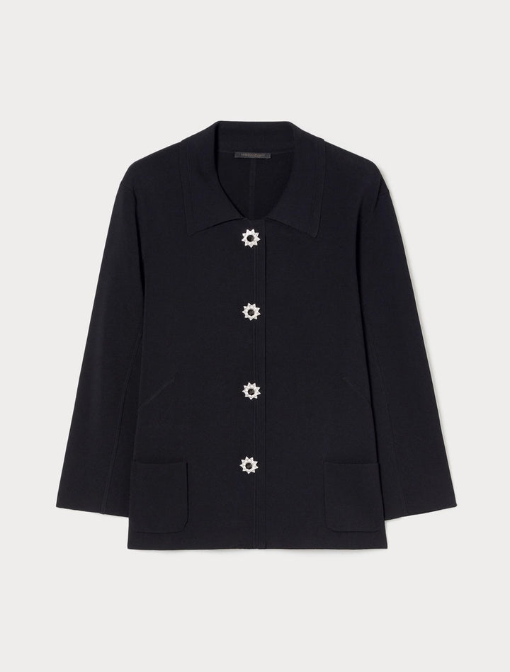 MARINA RINALDI - CARDIGAN MODELLO CAMICIA CON BOTTONI GIOIELLO CHE AGGIUNGONO UN TOCCO DI LUSSO E RAFFINATEZZA E CATTURANO LA LUCE