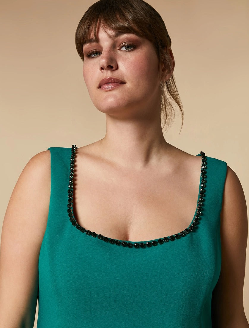 MARINA RINALDI - TOP IN CRÊPE CON STRASS